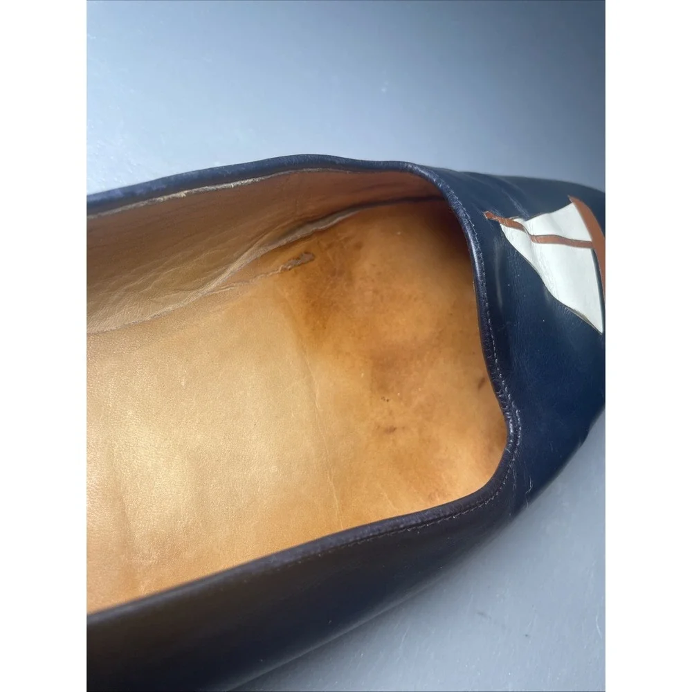 BAKER BENJES ITALY CLASSIC NAVY BLUE LEATHER TUXEDO OPERA SHOE MENS US 10D